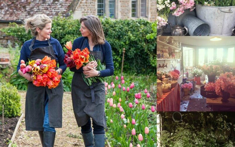 The Land Gardeners en su jardín de flores de Wardington Manor Oxfordshire