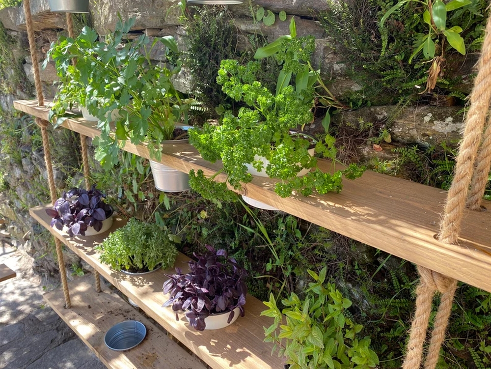 semanal Ewell sinsonte Jardines colgantes para patios y terrazas hechos a medida con estantes de  madera y cuerda - EL BLOG DE LA TABLA