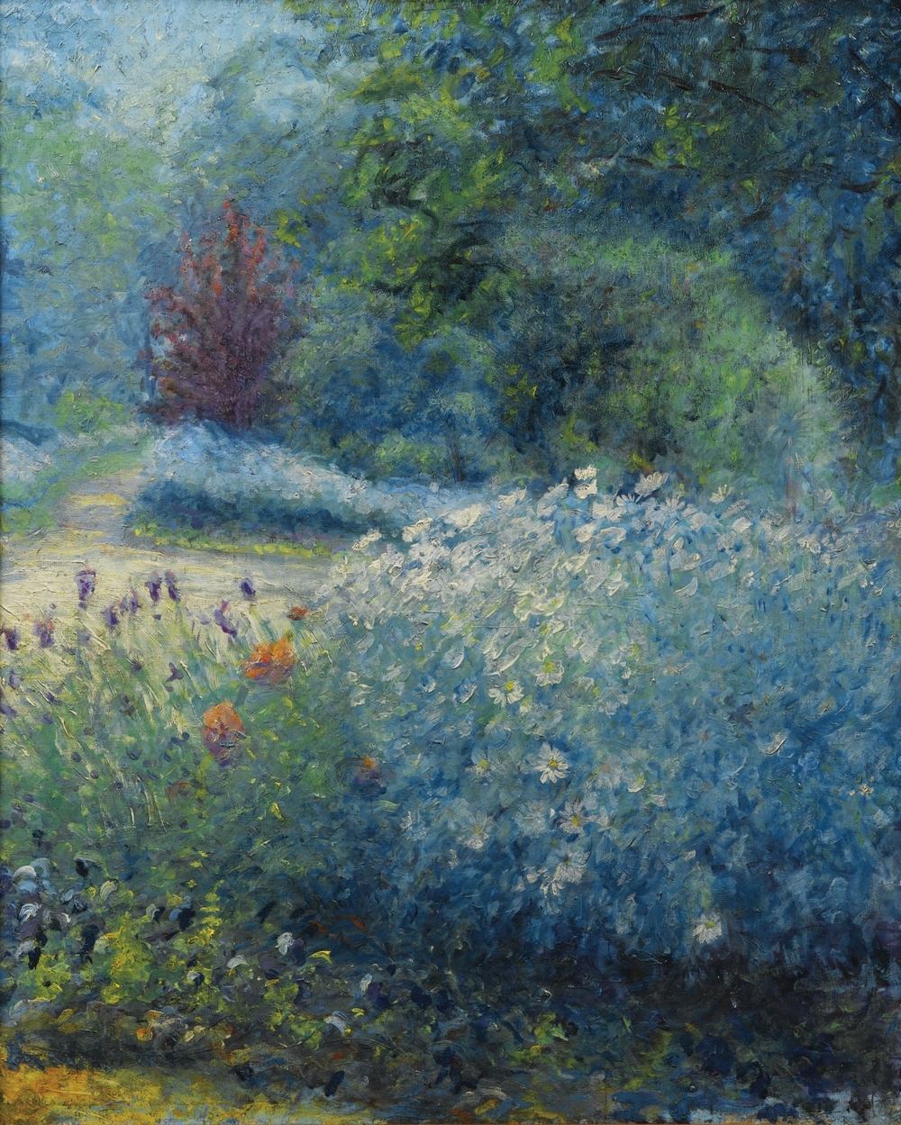 Pintura impresionista de Blanche Hoschedé-Monet en el jardín de Monet en Giverny